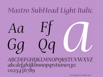 Mastro SubHead Light Italic Version 1.000;hotconv 1.0.109;makeotfexe 2.5.65596图片样张