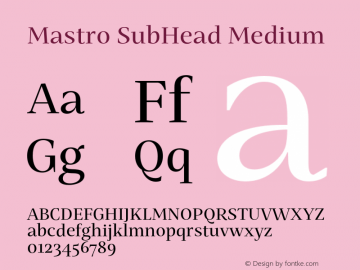 Mastro SubHead Medium Version 1.000;hotconv 1.0.109;makeotfexe 2.5.65596图片样张