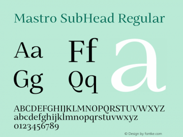 Mastro SubHead Regular Version 1.000;hotconv 1.0.109;makeotfexe 2.5.65596图片样张