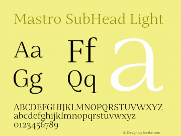 Mastro SubHead Light Version 1.000;hotconv 1.0.109;makeotfexe 2.5.65596图片样张