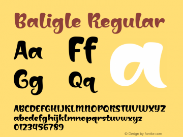 Baligle Version 1.00;February 28, 2020 Font Sample
