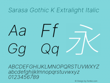 Sarasa Gothic K Extralight Italic Version 0.11.0; ttfautohint (v1.8.3)图片样张