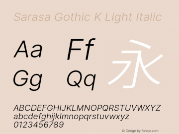 Sarasa Gothic K Light Italic Version 0.11.0; ttfautohint (v1.8.3)图片样张