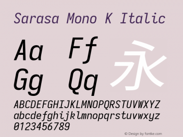 Sarasa Mono K Italic Version 0.11.0; ttfautohint (v1.8.3)图片样张