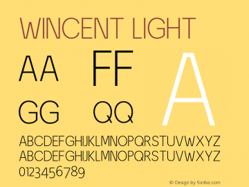 Wincent Light Version 1.00;March 8, 2020;FontCreator 11.5.0.2422 64-bit图片样张