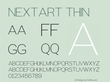 Nextart Thin Version 1.00;March 5, 2020;FontCreator 11.5.0.2422 64-bit图片样张