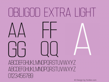 Obligod Extra Light Version 1.00;March 5, 2020;FontCreator 11.5.0.2422 64-bit图片样张
