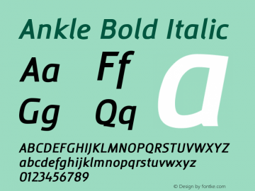 Ankle Bold Italic Version 1.00;November 22, 2019;FontCreator 12.0.0.2547 64-bit Font Sample