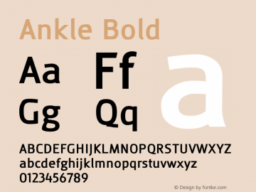 Ankle Bold Version 1.00;November 22, 2019;FontCreator 12.0.0.2547 64-bit Font Sample