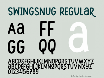 Swingsnug Version 1.00;February 18, 2020;FontCreator 11.5.0.2427 32-bit Font Sample