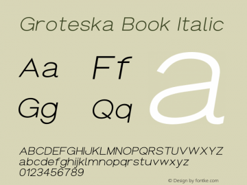 Groteska Book Italic Version 1.000;PS 001.000;hotconv 1.0.88;makeotf.lib2.5.64775 Font Sample