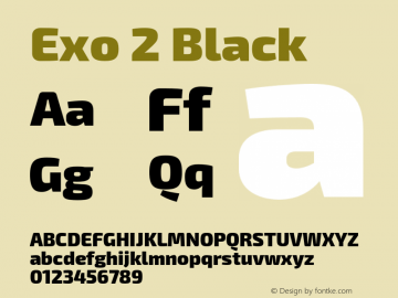 Exo 2 Black Version 1.001;PS 001.001;hotconv 1.0.70;makeotf.lib2.5.58329 Font Sample