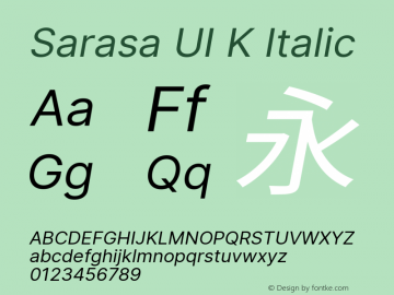 Sarasa UI K Italic Version 0.11.0; ttfautohint (v1.8.3) Font Sample