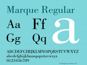 Marque Regular Font Version 2.6; Converter Version 1.10 Font Sample