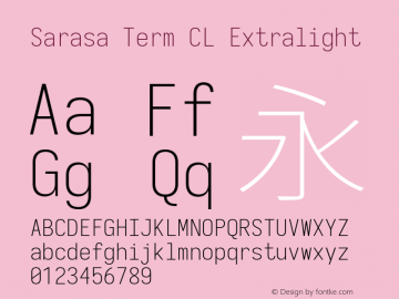 Sarasa Term CL Extralight  Font Sample