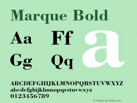 Marque Bold Font Version 2.6; Converter Version 1.10 Font Sample