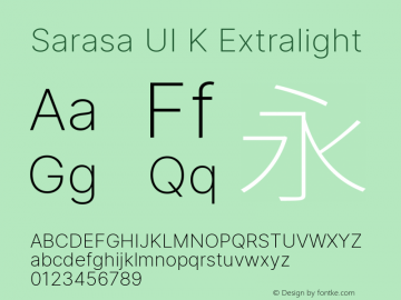 Sarasa UI K Extralight Version 0.11.0; ttfautohint (v1.8.3) Font Sample