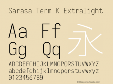 Sarasa Term K Extralight Version 0.11.0; ttfautohint (v1.8.3) Font Sample