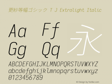 更紗等幅ゴシック T J Extralight Italic 图片样张