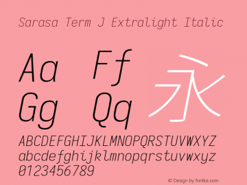Sarasa Term J Extralight Italic  Font Sample