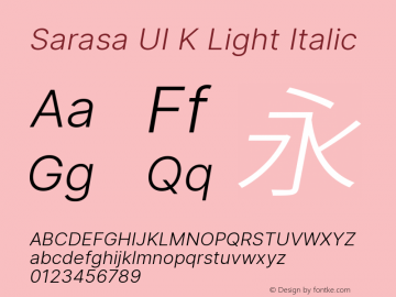 Sarasa UI K Light Italic Version 0.11.0; ttfautohint (v1.8.3) Font Sample