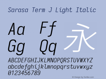 Sarasa Term J Light Italic  Font Sample