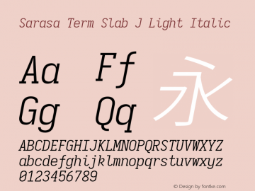 Sarasa Term Slab J Light Italic  Font Sample