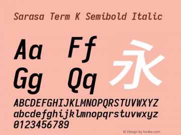 Sarasa Term K Semibold Italic Version 0.11.0; ttfautohint (v1.8.3) Font Sample