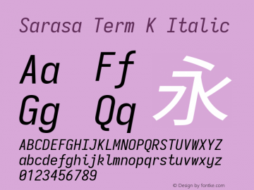 Sarasa Term K Italic Version 0.11.0; ttfautohint (v1.8.3) Font Sample