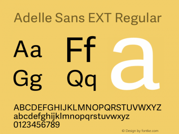 Adelle Sans EXT Version 2.000;hotconv 1.0.109;makeotfexe 2.5.65596 Font Sample