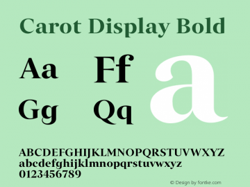 Carot Display Bold Version 1.000 Font Sample