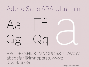 Adelle Sans ARA Ultrathin Version 2.500 Font Sample