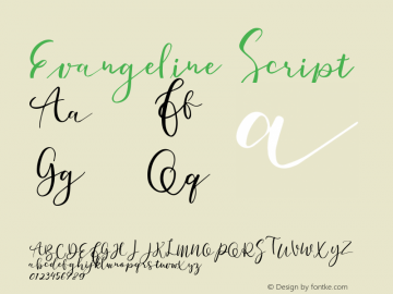 Evangeline Script Version 1.010;Fontself Maker 1.1.1 Font Sample