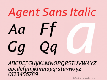AgentSans-Italic Version 2.000;hotconv 1.0.109;makeotfexe 2.5.65596图片样张