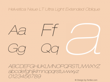 Helvetica Neue LT 23 Ultra Light Extended Oblique 001.000 Font Sample