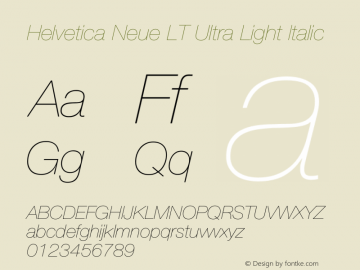 Helvetica Neue LT 26 Ultra Light Italic 001.000图片样张