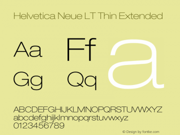 Helvetica Neue LT 33 Thin Extended 001.000 Font Sample