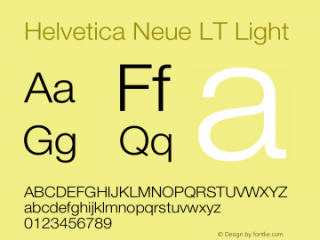 Helvetica Neue LT 45 Light 001.000 Font Sample