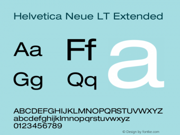 Helvetica Neue LT 53 Extended 001.000 Font Sample