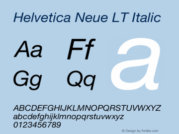 Helvetica Neue LT 56 Italic 001.000图片样张