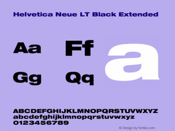 Helvetica Neue LT 93 Black Extended 001.000 Font Sample