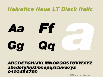 Helvetica Neue LT 96 Black Italic 001.000图片样张