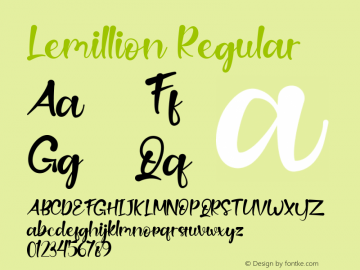 Lemillion Version 1.00;March 11, 2020;FontCreator 12.0.0.2565 64-bit Font Sample
