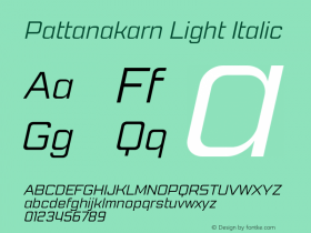 Pattanakarn Light Italic Version 1.3 Font Sample