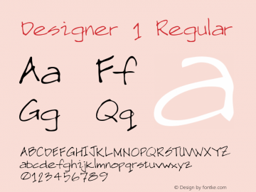 Designer 1 Regular Macromedia Fontographer 4.1 5/20/96 Font Sample