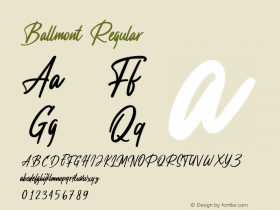 Ballmont Version 1.00;November 24, 2019;FontCreator 11.5.0.2426 32-bit图片样张