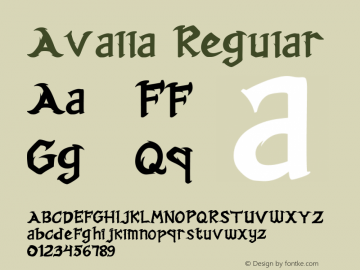 Avalla Version 1.00;March 12, 2020;FontCreator 12.0.0.2525 64-bit图片样张