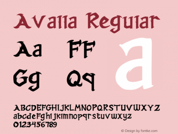 Avalla Version 1.00;March 12, 2020;FontCreator 12.0.0.2525 64-bit Font Sample
