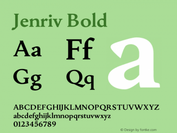 Jenriv Bold Version 1.184;hotconv 1.0.109;makeotfexe 2.5.65596 Font Sample