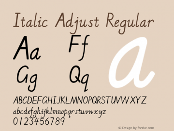 Italic Adjust Version 1.00 March 5, 2020, initial release Font Sample